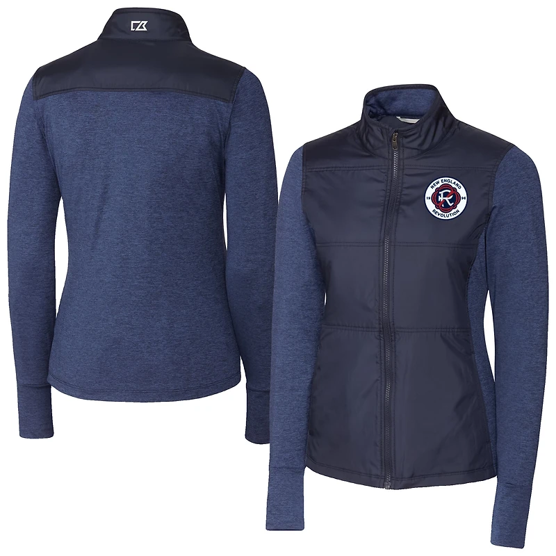Women's Cutter & Buck  Navy New England Revolution Stealth Hybrid Quilted Full-Zip Windbreaker Jacket