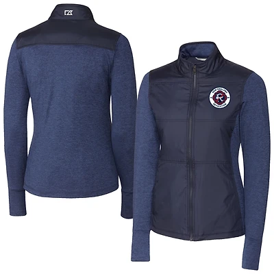 Women's Cutter & Buck  Navy New England Revolution Stealth Hybrid Quilted Full-Zip Windbreaker Jacket