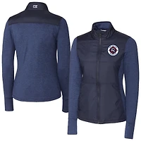 Women's Cutter & Buck  Navy New England Revolution Stealth Hybrid Quilted Full-Zip Windbreaker Jacket