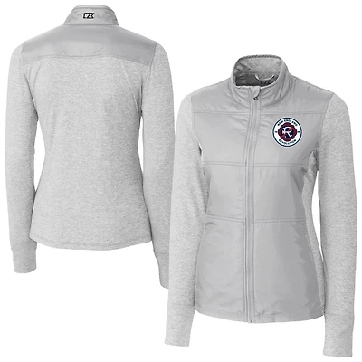 Women's Cutter & Buck  Gray New England Revolution Stealth Hybrid Quilted Full-Zip Windbreaker Jacket