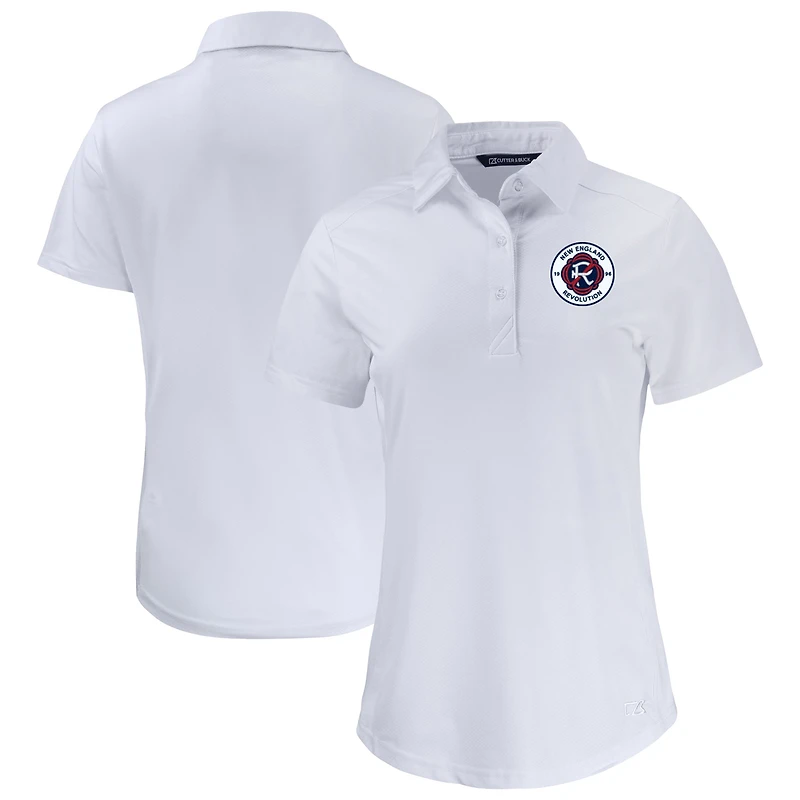 Women's Cutter & Buck White New England Revolution Prospect Eco Textured Stretch Recycled Polo