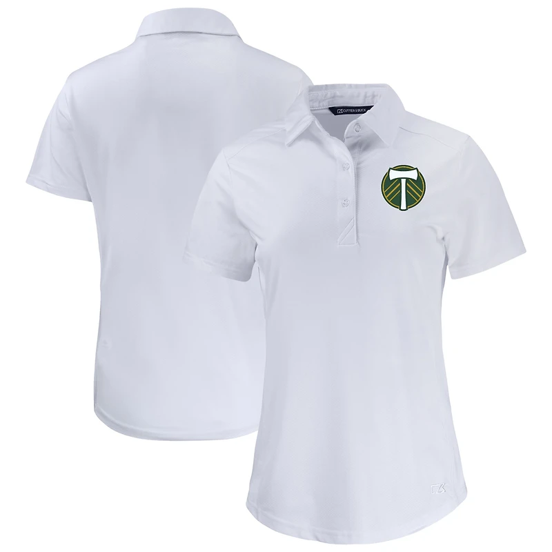 Women's Cutter & Buck White Portland Timbers Prospect Eco Textured Stretch Recycled Polo