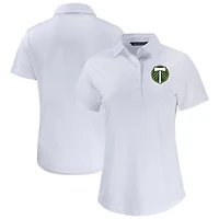 Women's Cutter & Buck  White Portland Timbers Prospect Eco Textured Stretch Recycled Polo