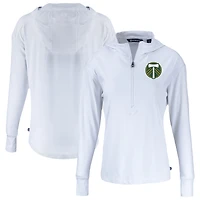 Women's Cutter & Buck  White Portland Timbers Daybreak Eco Recycled Half-Zip Hoodie