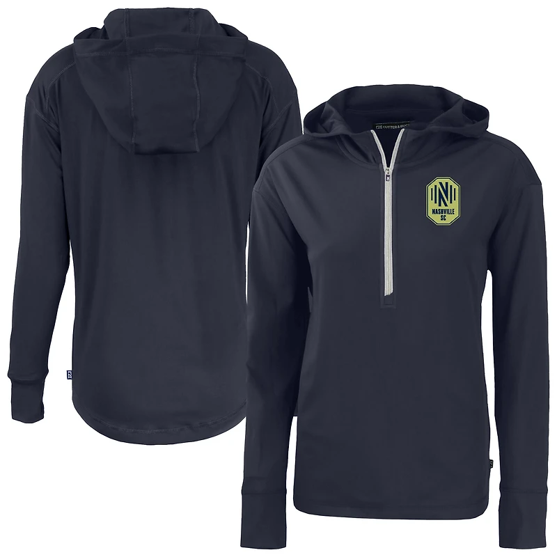 Women's Cutter & Buck  Navy Nashville SC Daybreak Eco Recycled Half-Zip Hoodie