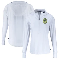 Women's Cutter & Buck  White Nashville SC Daybreak Eco Recycled Half-Zip Hoodie