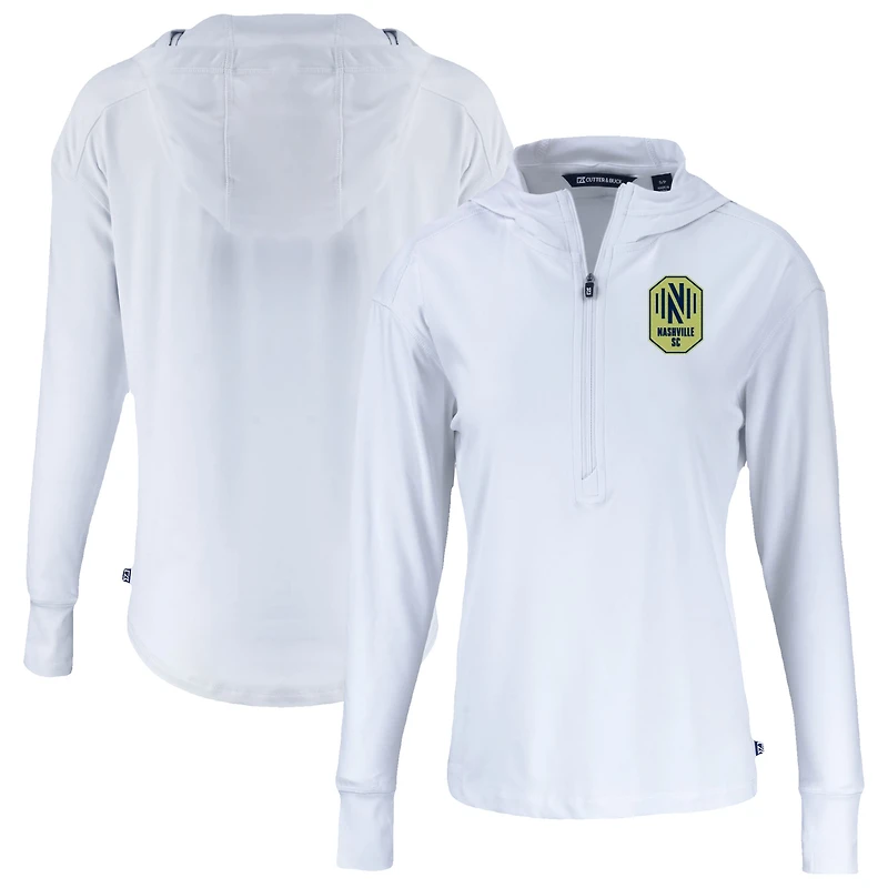 Women's Cutter & Buck White Nashville SC Daybreak Eco Recycled Half-Zip Hoodie