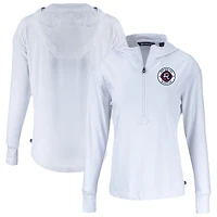 Women's Cutter & Buck  White New England Revolution Daybreak Eco Recycled Half-Zip Hoodie