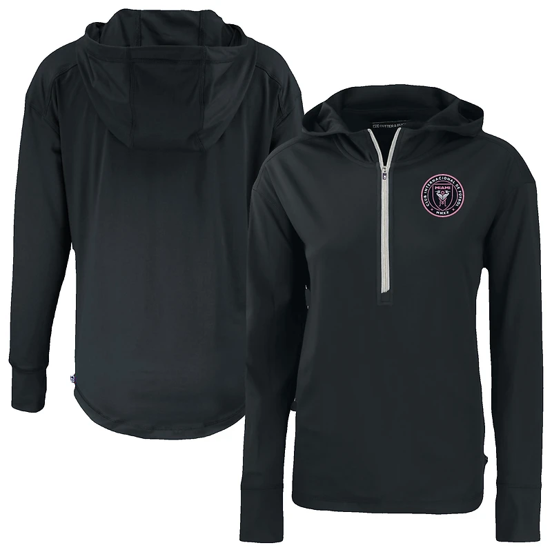 Women's Cutter & Buck  Black Inter Miami CF Daybreak Eco Recycled Half-Zip Hoodie