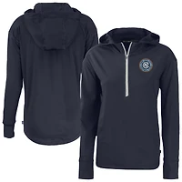 Women's Cutter & Buck  Navy New York City FC Daybreak Eco Recycled Half-Zip Hoodie