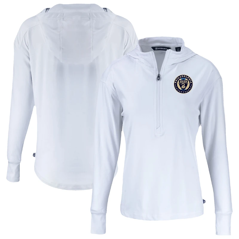 Women's Cutter & Buck  White Philadelphia Union Daybreak Eco Recycled Half-Zip Hoodie