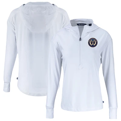 Women's Cutter & Buck  White Philadelphia Union Daybreak Eco Recycled Half-Zip Hoodie