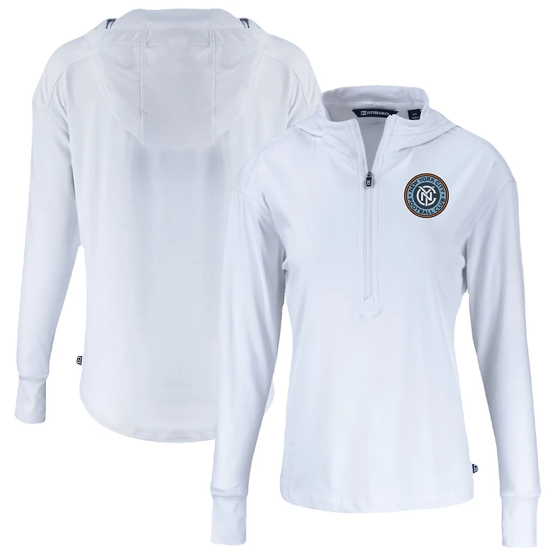 Women's Cutter & Buck  White New York City FC Daybreak Eco Recycled Half-Zip Hoodie