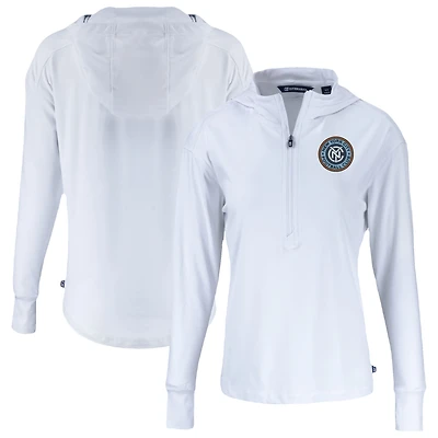 Women's Cutter & Buck  White New York City FC Daybreak Eco Recycled Half-Zip Hoodie