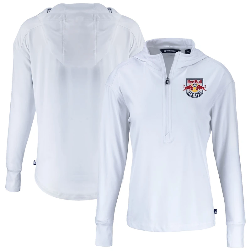 Women's Cutter & Buck White New York Red Bulls Daybreak Eco Recycled Half-Zip Hoodie