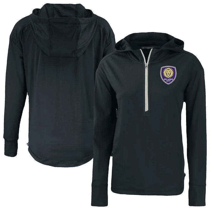 Women's Cutter & Buck  Black Orlando City SC Daybreak Eco Recycled Half-Zip Hoodie