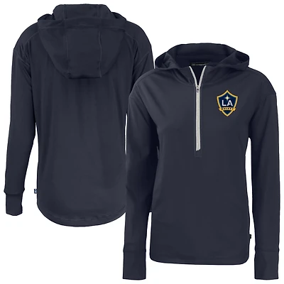 Women's Cutter & Buck  Navy LA Galaxy Daybreak Eco Recycled Half-Zip Hoodie