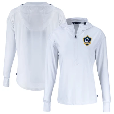 Women's Cutter & Buck  White LA Galaxy Daybreak Eco Recycled Half-Zip Hoodie