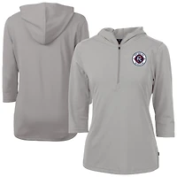 Women's Cutter & Buck New England Revolution Virtue Eco Pique Recycled Half-Zip Pullover Hoodie
