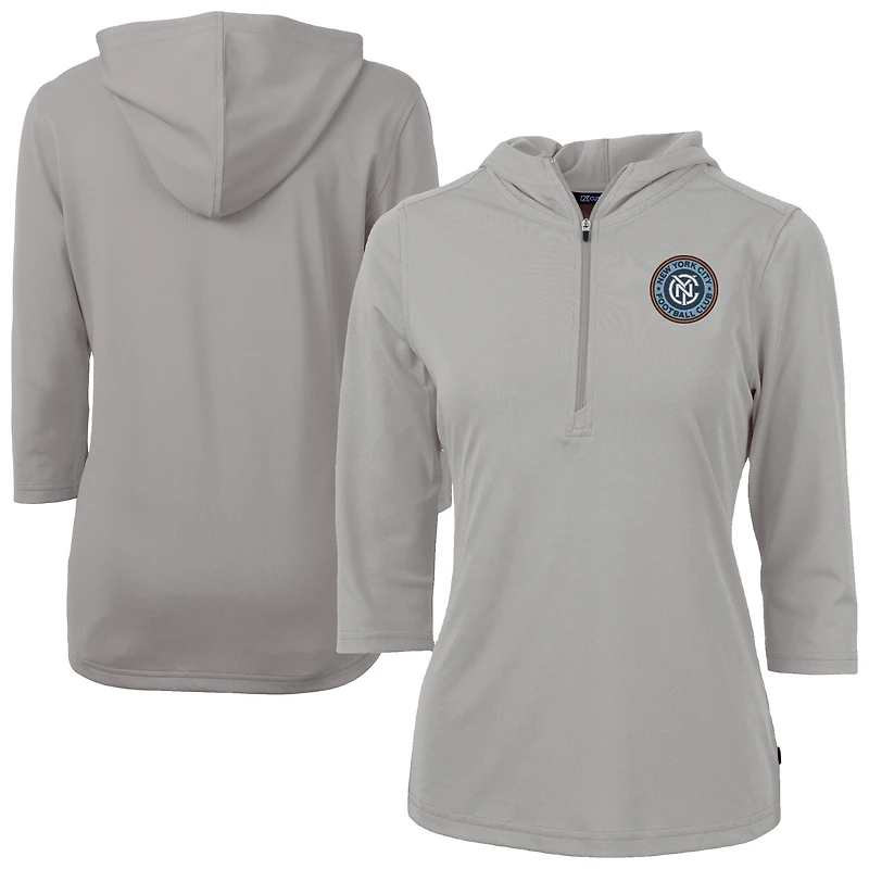 Women's Cutter & Buck New York City FC Virtue Eco Pique Recycled Half-Zip Pullover Hoodie