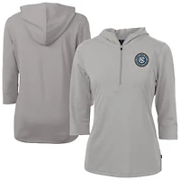 Women's Cutter & Buck New York City FC Virtue Eco Pique Recycled Half-Zip Pullover Hoodie