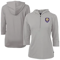 Women's Cutter & Buck  Gray Orlando City SC Virtue Eco Pique Recycled Half-Zip Pullover Hoodie