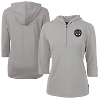 Women's Cutter & Buck Philadelphia Union Virtue Eco Pique Recycled Half-Zip Pullover Hoodie