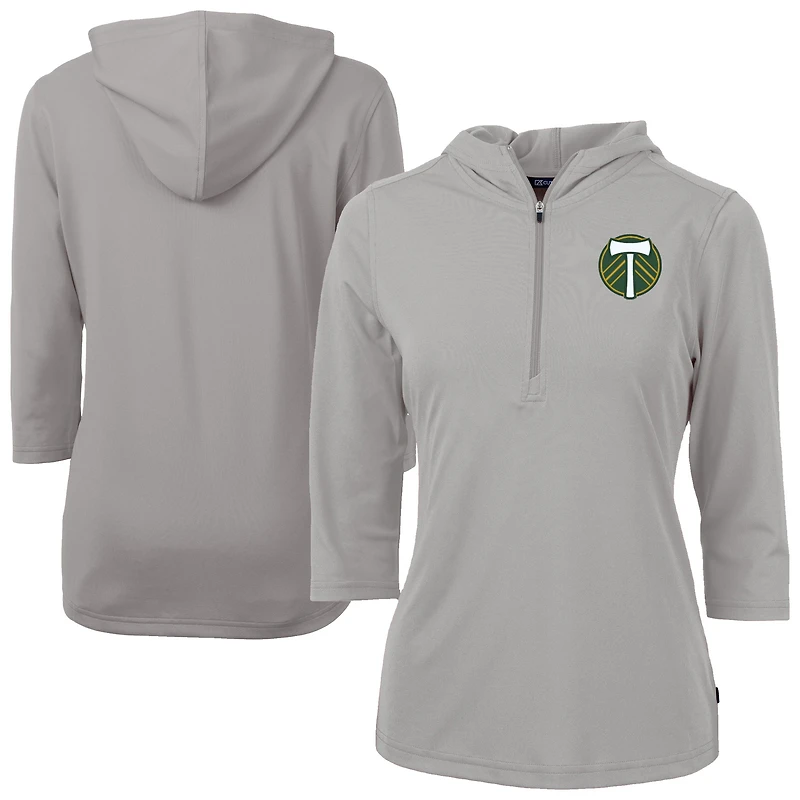 Women's Cutter & Buck Portland Timbers Virtue Eco Pique Recycled Half-Zip Pullover Hoodie