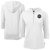 Women's Cutter & Buck  White Philadelphia Union Virtue Eco Pique Recycled Half-Zip Pullover Hoodie