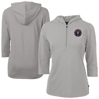 Women's Cutter & Buck  Gray Inter Miami CF Virtue Eco Pique Recycled Half-Zip Pullover Hoodie