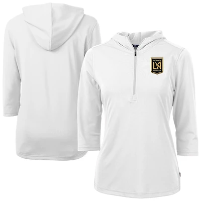 Women's Cutter & Buck  White LAFC Virtue Eco Pique Recycled Half-Zip Pullover Hoodie