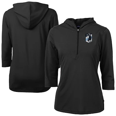 Women's Cutter & Buck Minnesota United FC Virtue Eco Pique Recycled Half-Zip Pullover Hoodie