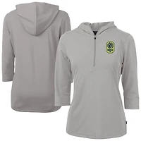 Women's Cutter & Buck  Gray Nashville SC Virtue Eco Pique Recycled Half-Zip Pullover Hoodie