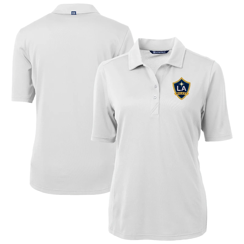 Women's Cutter & Buck White LA Galaxy Virtue Eco Pique Recycled Polo