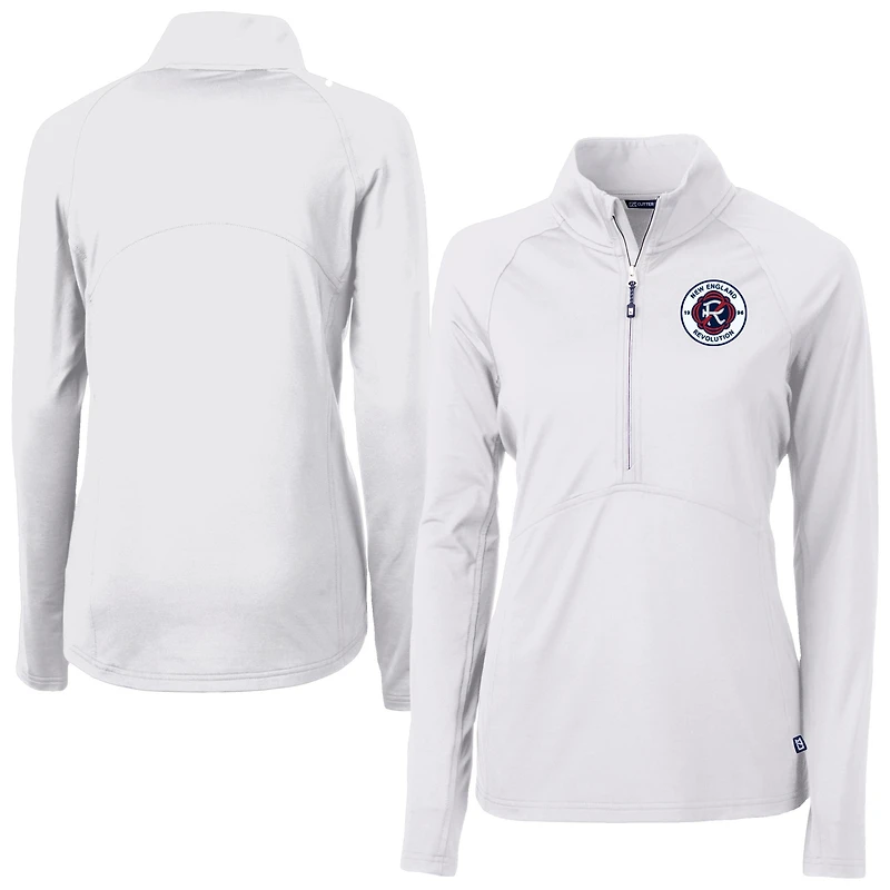 Women's Cutter & Buck  White New England Revolution Adapt Eco Knit Stretch Recycled Half-Zip Top