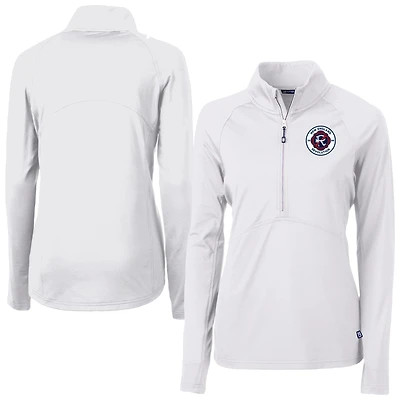 Women's Cutter & Buck  White New England Revolution Adapt Eco Knit Stretch Recycled Half-Zip Top
