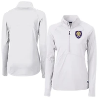 Women's Cutter & Buck  White Orlando City SC Adapt Eco Knit Stretch Recycled Half-Zip Top