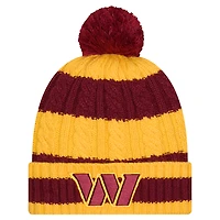 Women's New Era Burgundy Washington Commanders Braided Cuffed Knit Hat with Pom