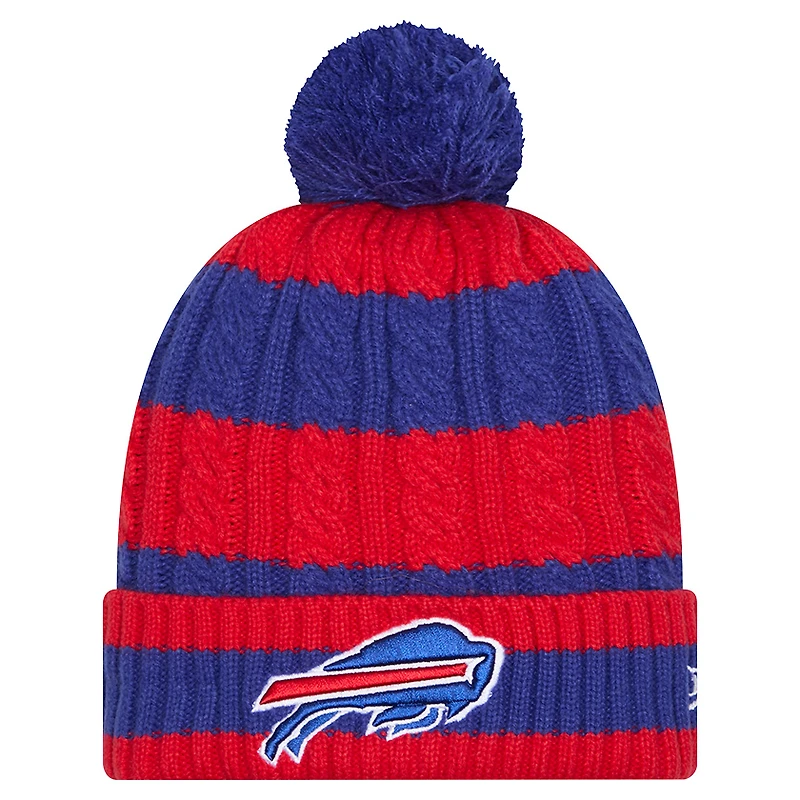 Women's New Era Royal Buffalo Bills Braided Cuffed Knit Hat with Pom
