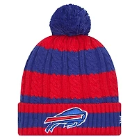 Women's New Era Royal Buffalo Bills Braided Cuffed Knit Hat with Pom