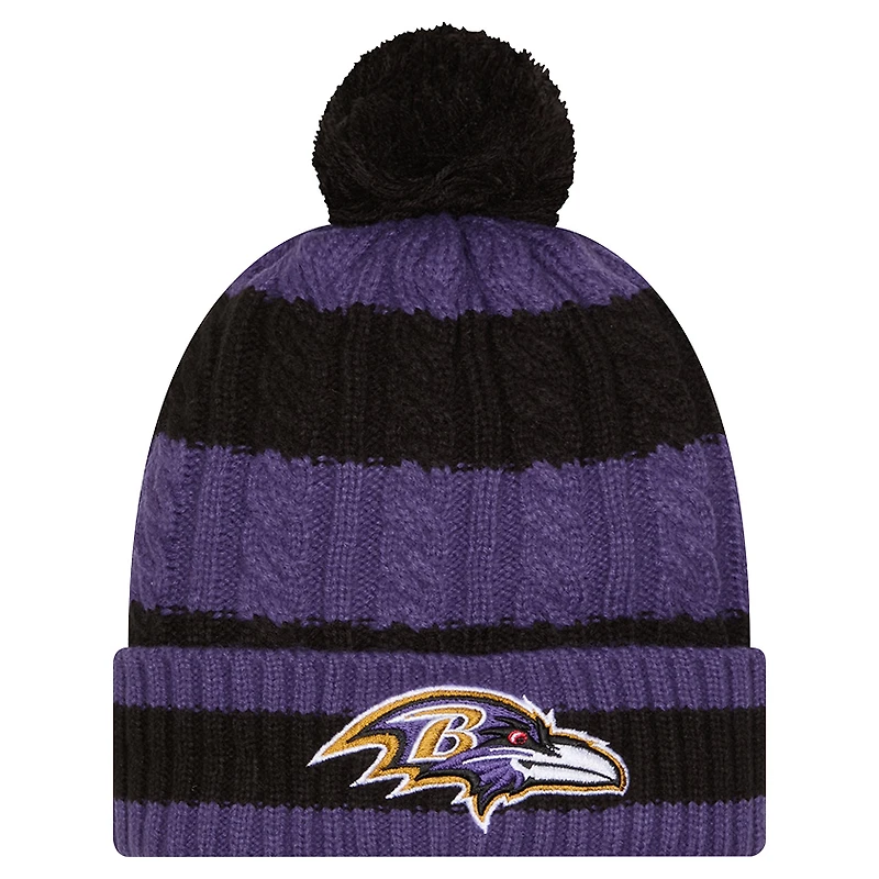 Women's New Era Black Baltimore Ravens Braided Cuffed Knit Hat with Pom