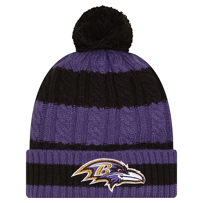 Women's New Era Black Baltimore Ravens Braided Cuffed Knit Hat with Pom