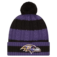 Women's New Era Black Baltimore Ravens Braided Cuffed Knit Hat with Pom