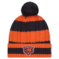 Women's New Era Navy Chicago Bears Braided Cuffed Knit Hat with Pom