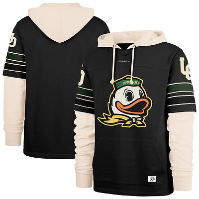 Men's '47  Black Oregon Ducks Split Zone Cornerback Lacer Pullover Hoodie