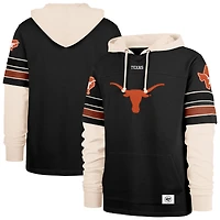Men's '47  Black Texas Longhorns Split Zone Cornerback Lacer Pullover Hoodie