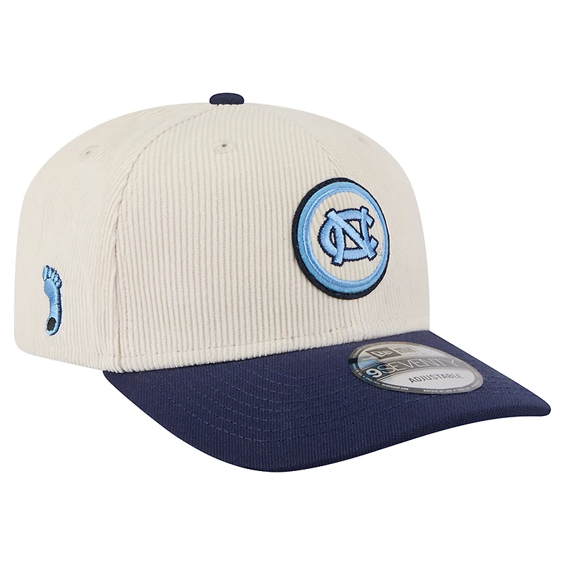 Men's New Era Cream/Navy North Carolina Tar Heels Loyal Corduroy 9SEVENTY Adjustable Hat