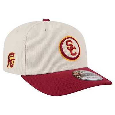 Men's New Era Cream/Cardinal USC Trojans Loyal Corduroy 9SEVENTY Adjustable Hat
