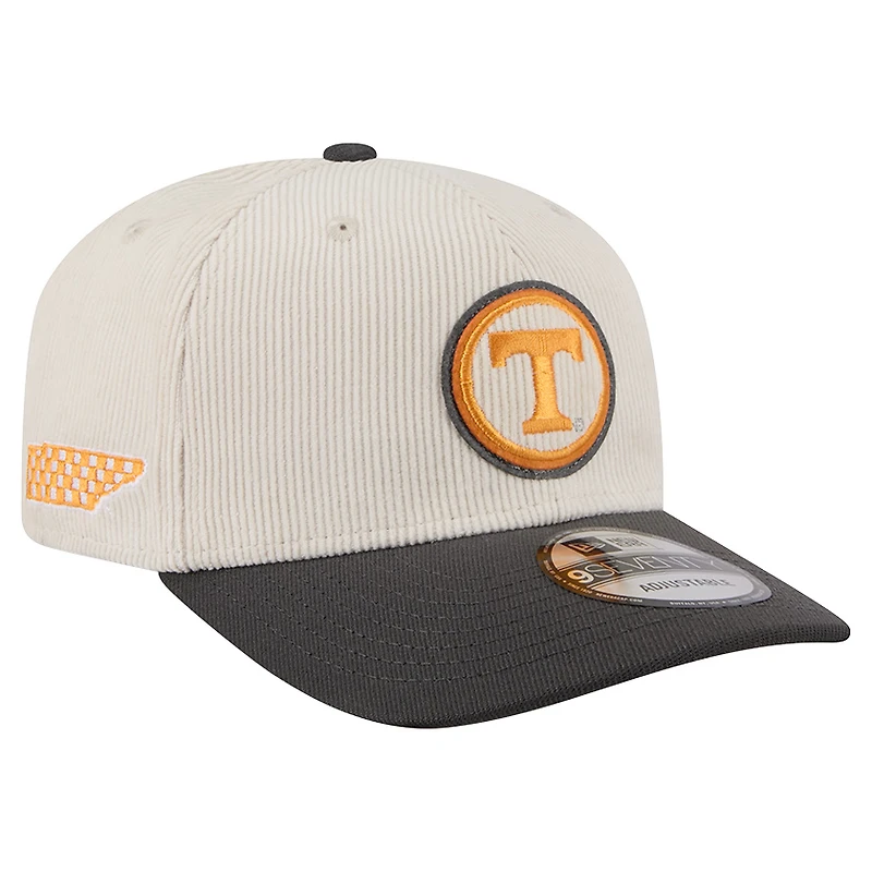 Men's New Era Cream/Charcoal Tennessee Volunteers Loyal Corduroy 9SEVENTY Adjustable Hat