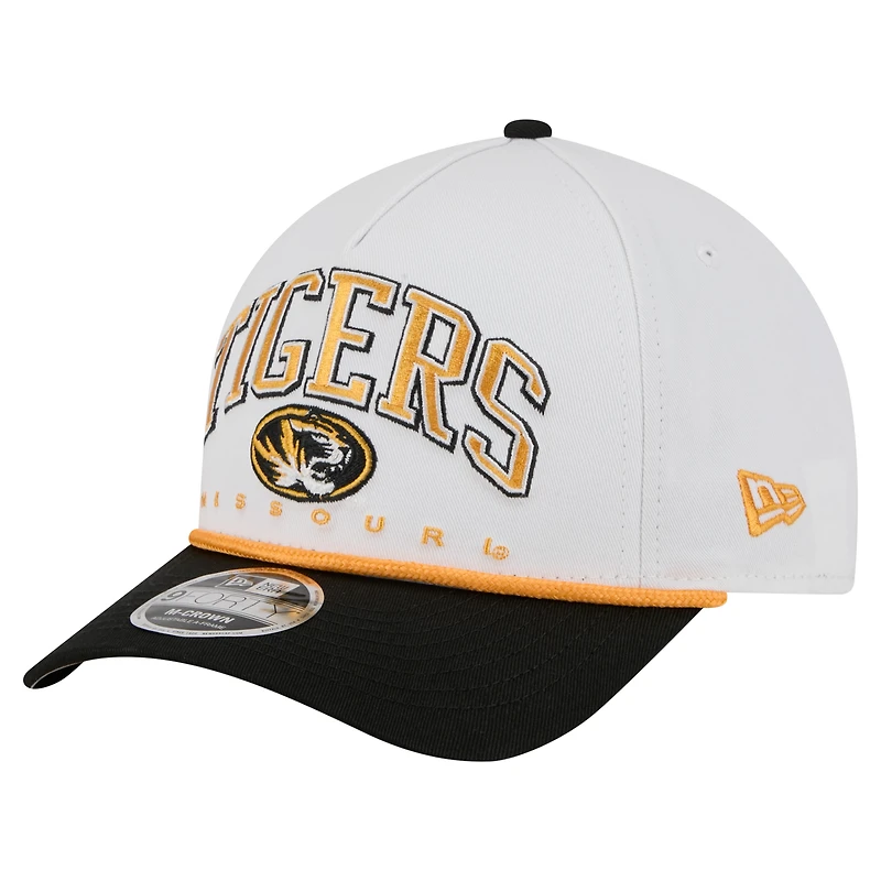 Men's New Era White/Black Missouri Tigers Arch Two-Tone Rope 9FORTY A-Frame M-Crown Adjustable Hat